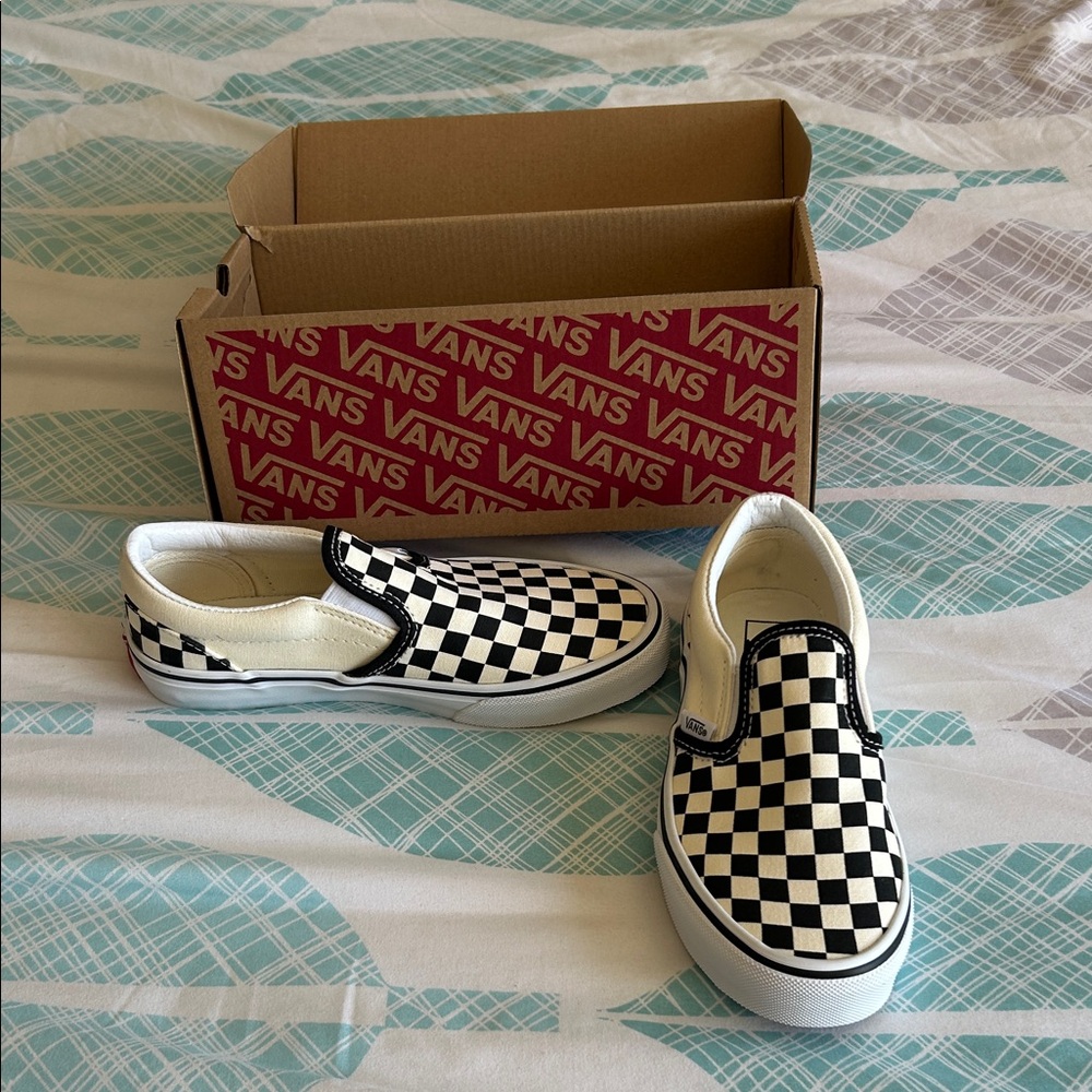 Vans Black and White Checkered Kids Sneakers